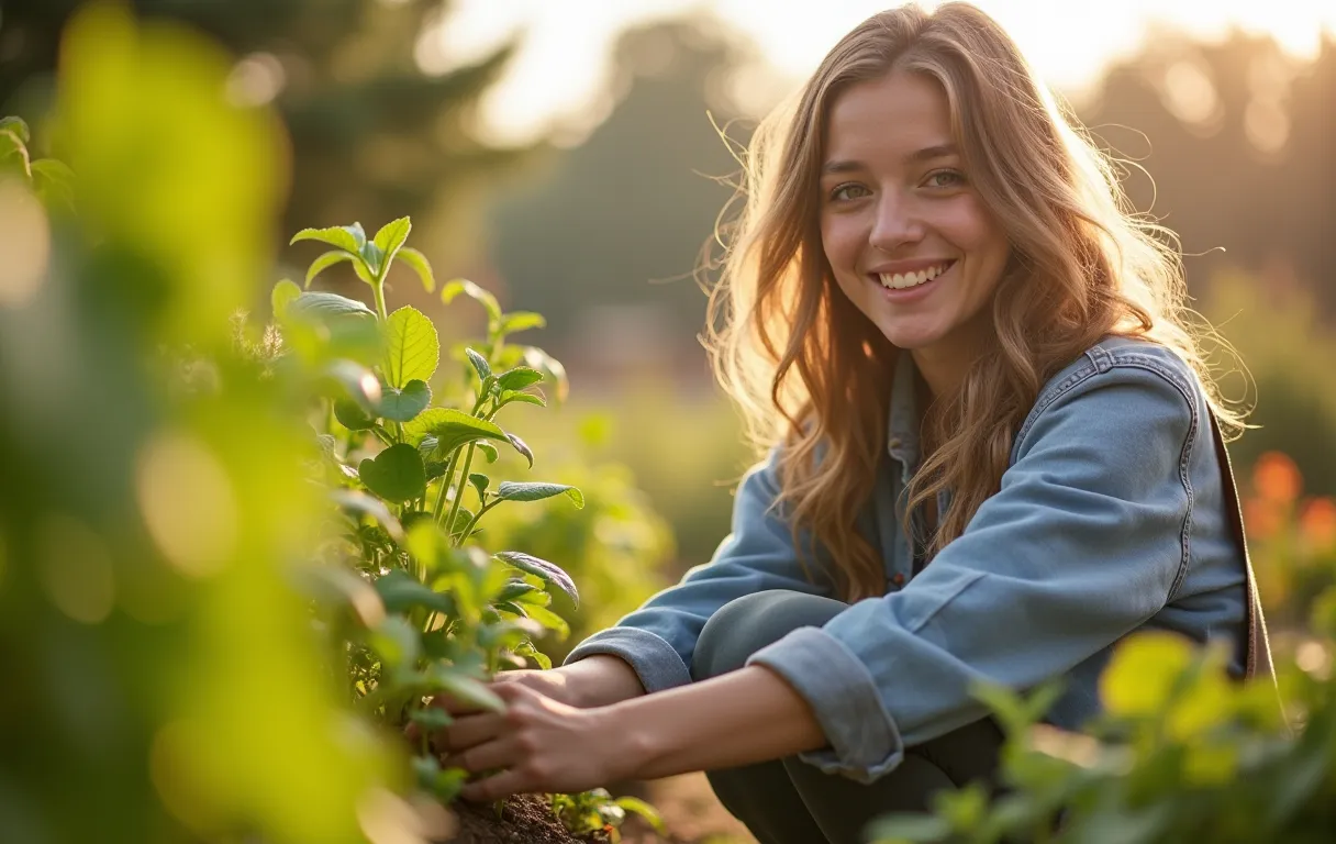 A young volunteer working in a community garden during a gap year
