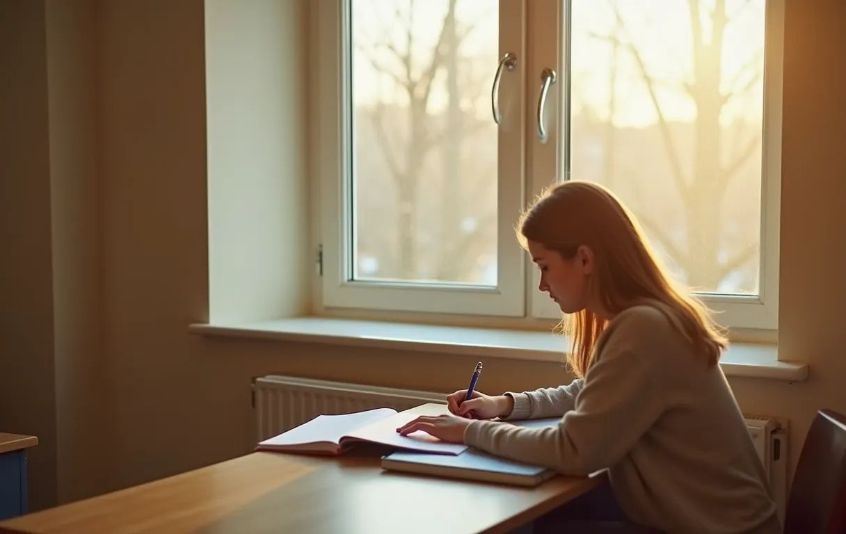 A student taking an exam with extended time in a calm testing center